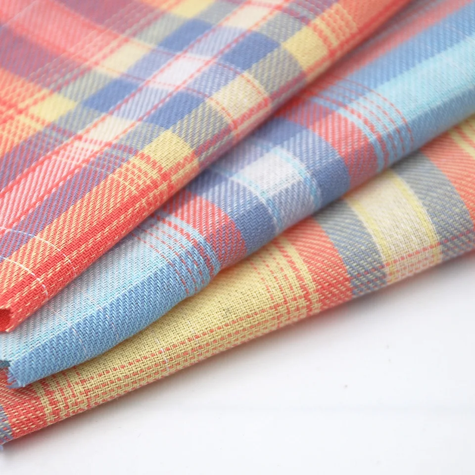 Fashion cotton plaid yarn dyed school uniform shirting check plaid twill check fabric
