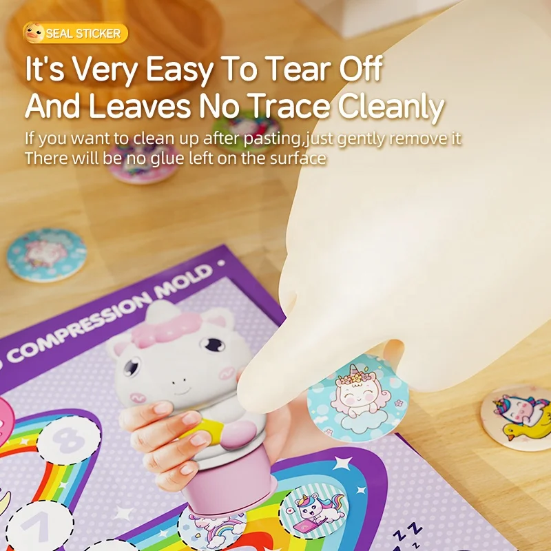 Kids Drawing Larning Toys Magic Seal Sticker Toy Cute Animal Shape Waterproof Stickers Set Seal Stamp For Kids