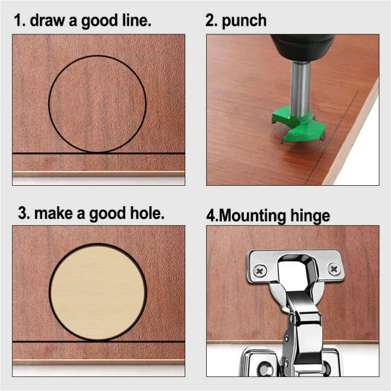 35mm Concealed Hinge Boring Jig Wood Furniture Door Cabinets Hinge Hole Drilling Guide for Carpentry ABS Plastic Carpenter Tools