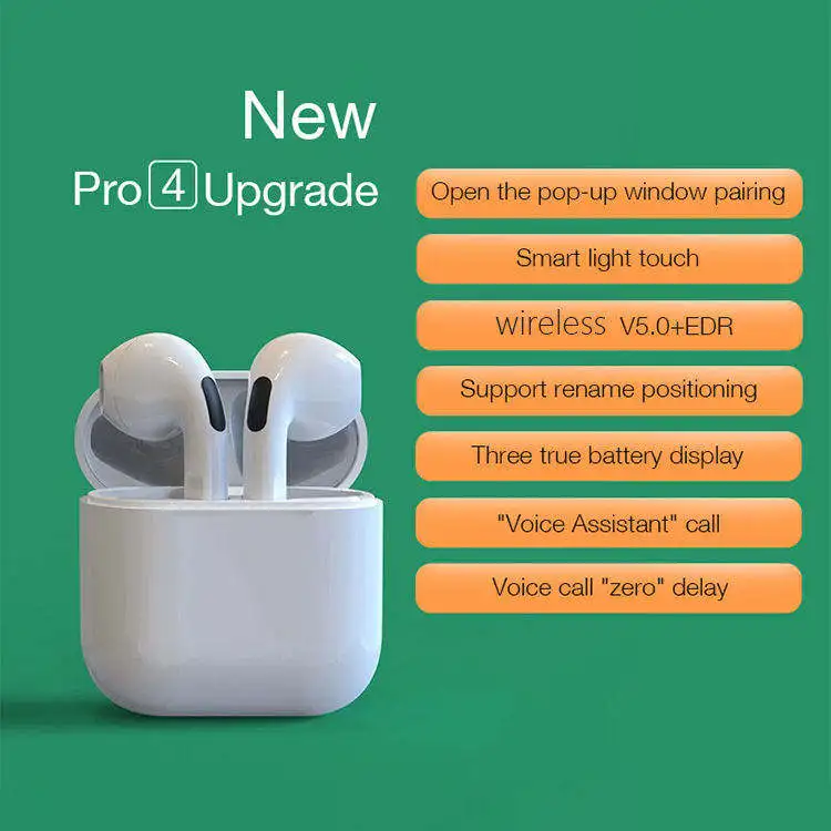 Original Air Pro 4 Wireless Headphones  Earphones Mini pods Wireless Earbuds Gaming Headset For Xiaomi Phone Earphonees
