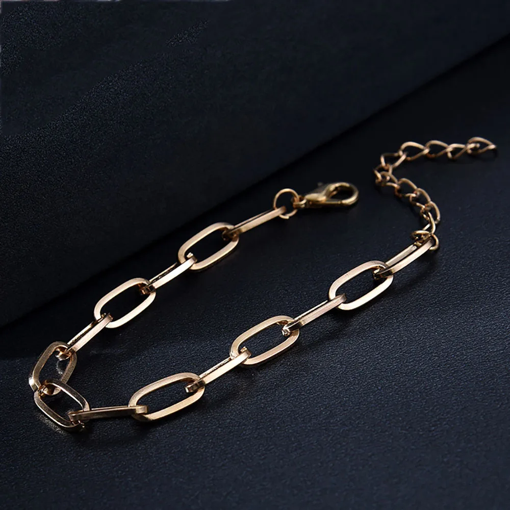 Hip-hop trend personality gold Cuban bracelet boys and girls daily commuting essential