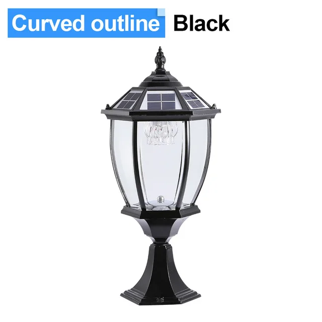 solar outdoor garden retro decorative metal gate post pillar light lamp for villa