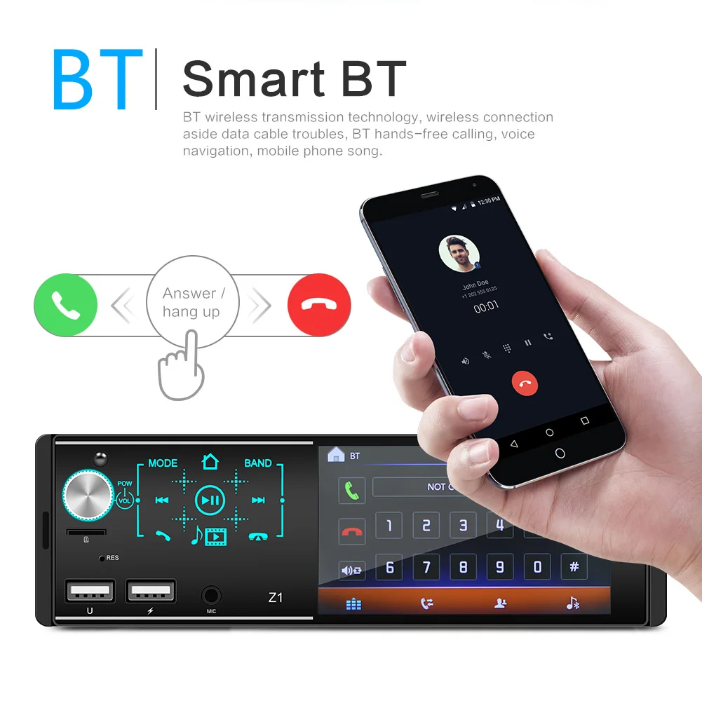 Bluetooth Touchscreen Player 4.1 Inch IPS Digital Display Multimedia Car Radio with CarPlay 1DIN MP5 Car Stereo Radio