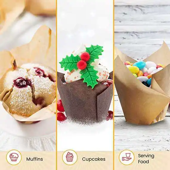 Cute Custom Printed Cupcake Liners Packaging Paper Parchment Baking Papar/ Christmas Pastel Fancy Mini Cupcake Moldes Formsa