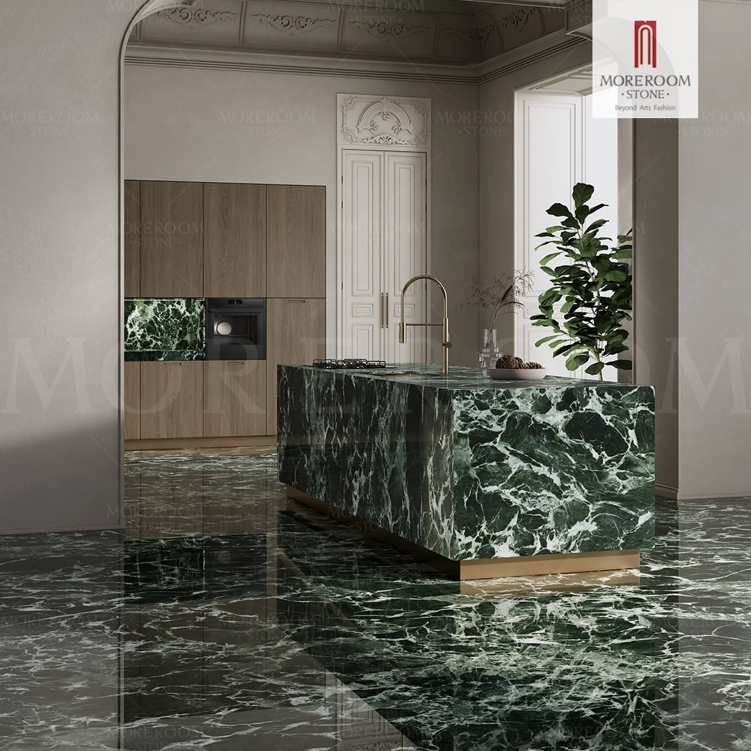 3000x1500 Green Tiles Livingroom Wall Slab Sintered Stone Slab Verified Manufacturer