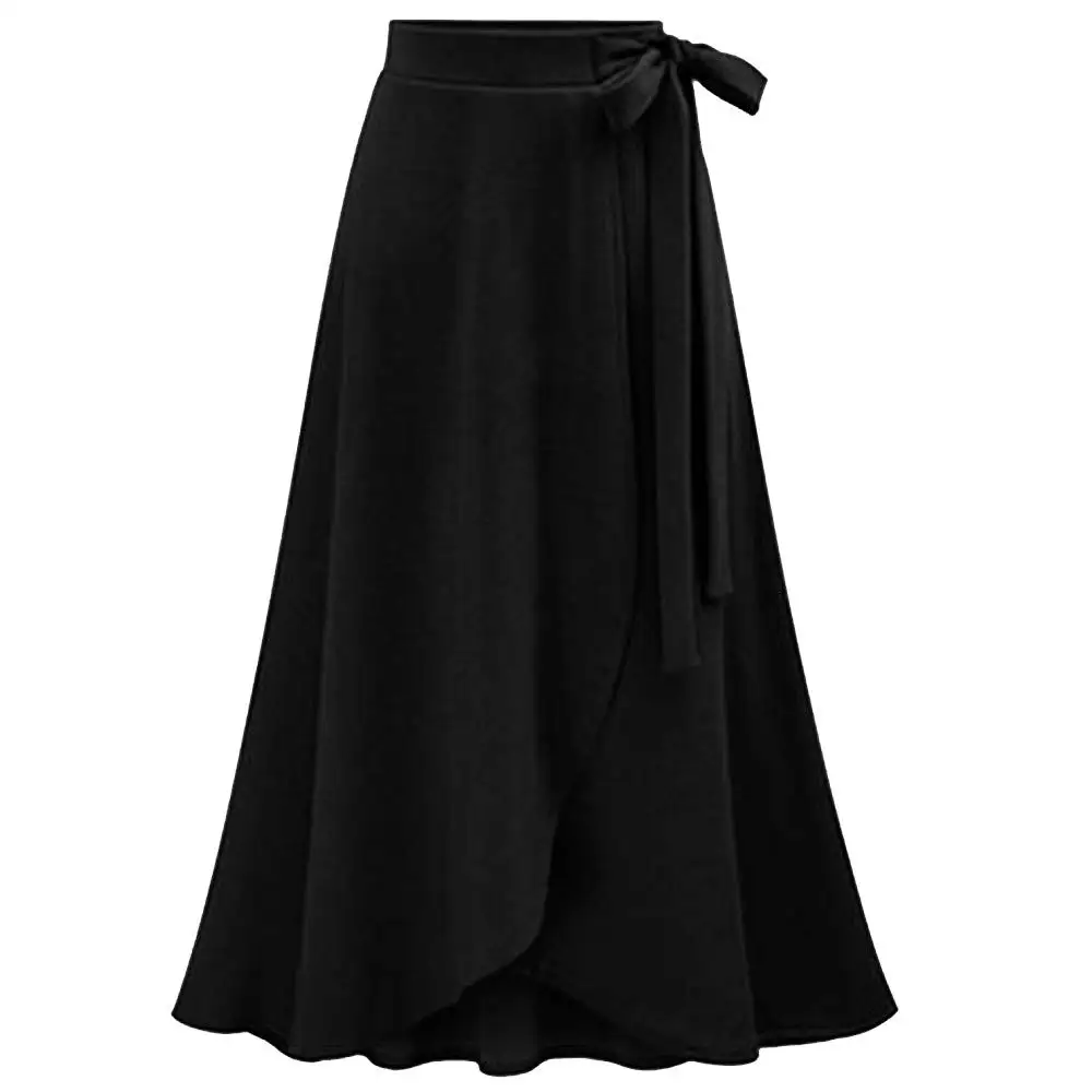 New Fashion Solid Color Back-zip Satin Factory cheap price Long Skirts For High Waist Irregular Split Bandage Skirt Long Skirt