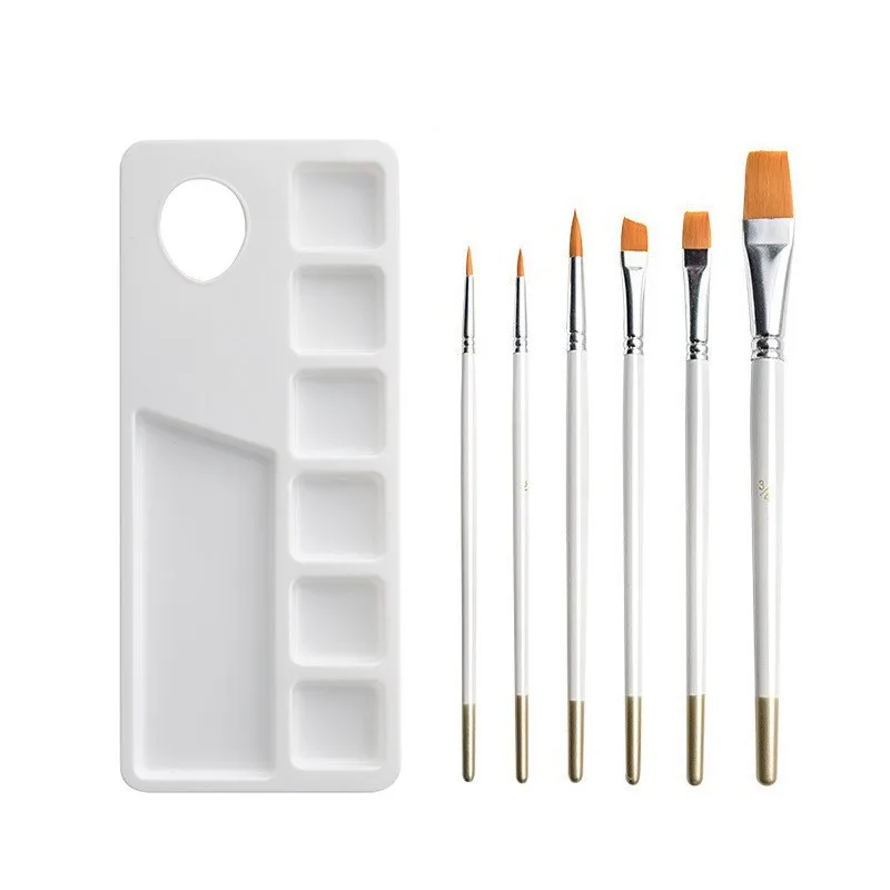 Art Tools 7-Piece Set Palette DIY Paint Tray Spike Flat Peak Slant Peak Combination Acrylic Pen