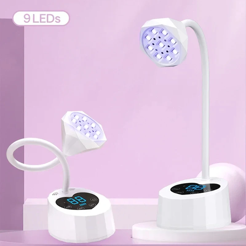 Wireless Nail Dryer LED UV Nail Lamp Fast Curing Gel Polish 360° Freely Adjustable Tube LCD Screen Nail Lamp Professional