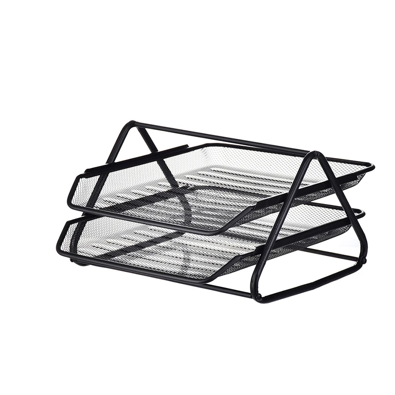 Durable Mesh Paper Tray 2 Tier Office File Organizer with Sliding Drawer document tray