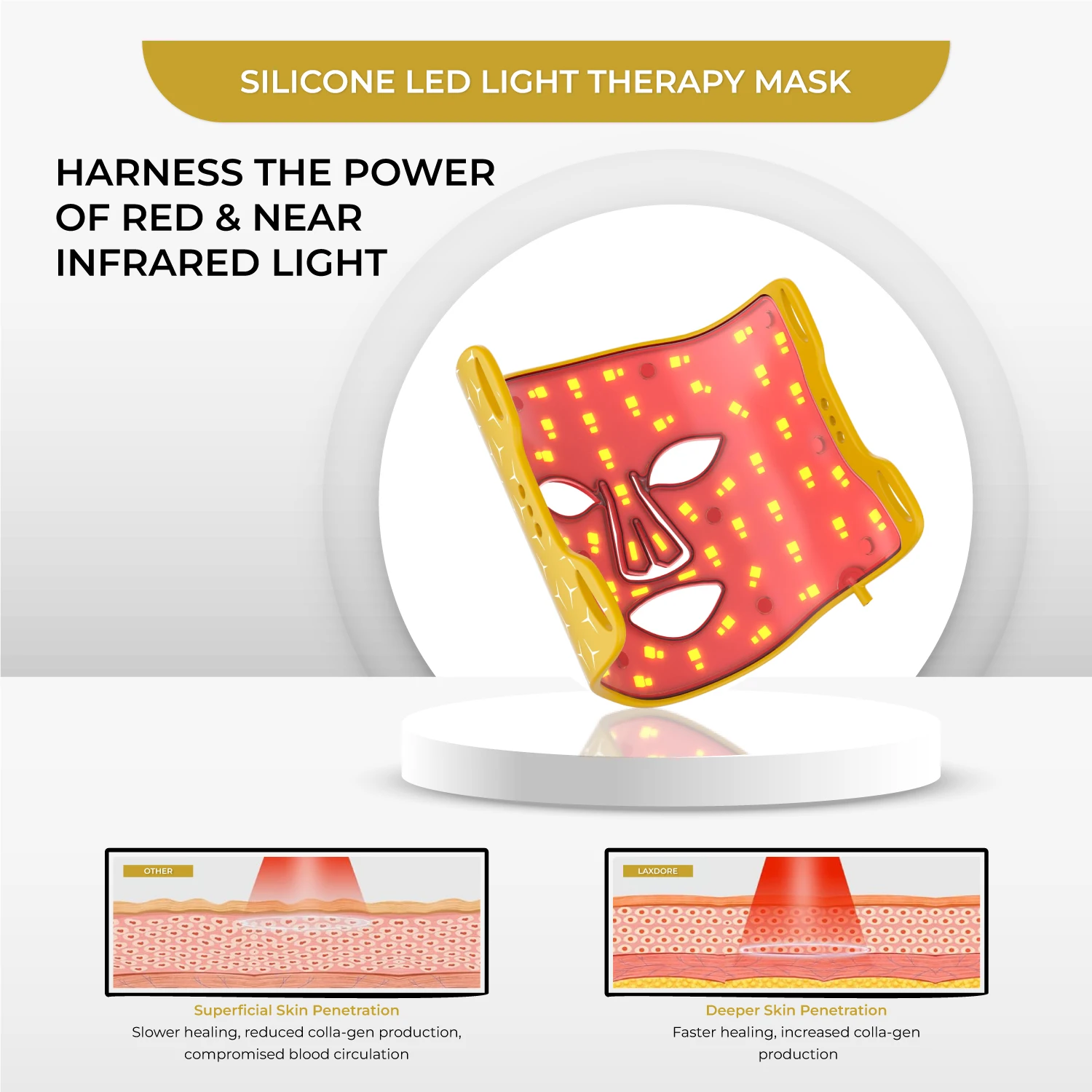 Before And After 660nm Led Mask Face Near Infrared Led Light Therapy Masks Face Facial Light Therapy For Face & Neck Skincare