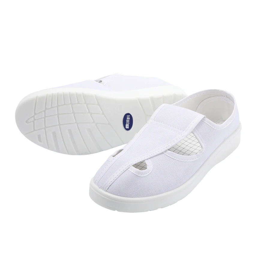 PU Sole Anti-Static Canvas Work Safety Shoes with Four Hole ESD for Cleanroom Workshop Foot Protection