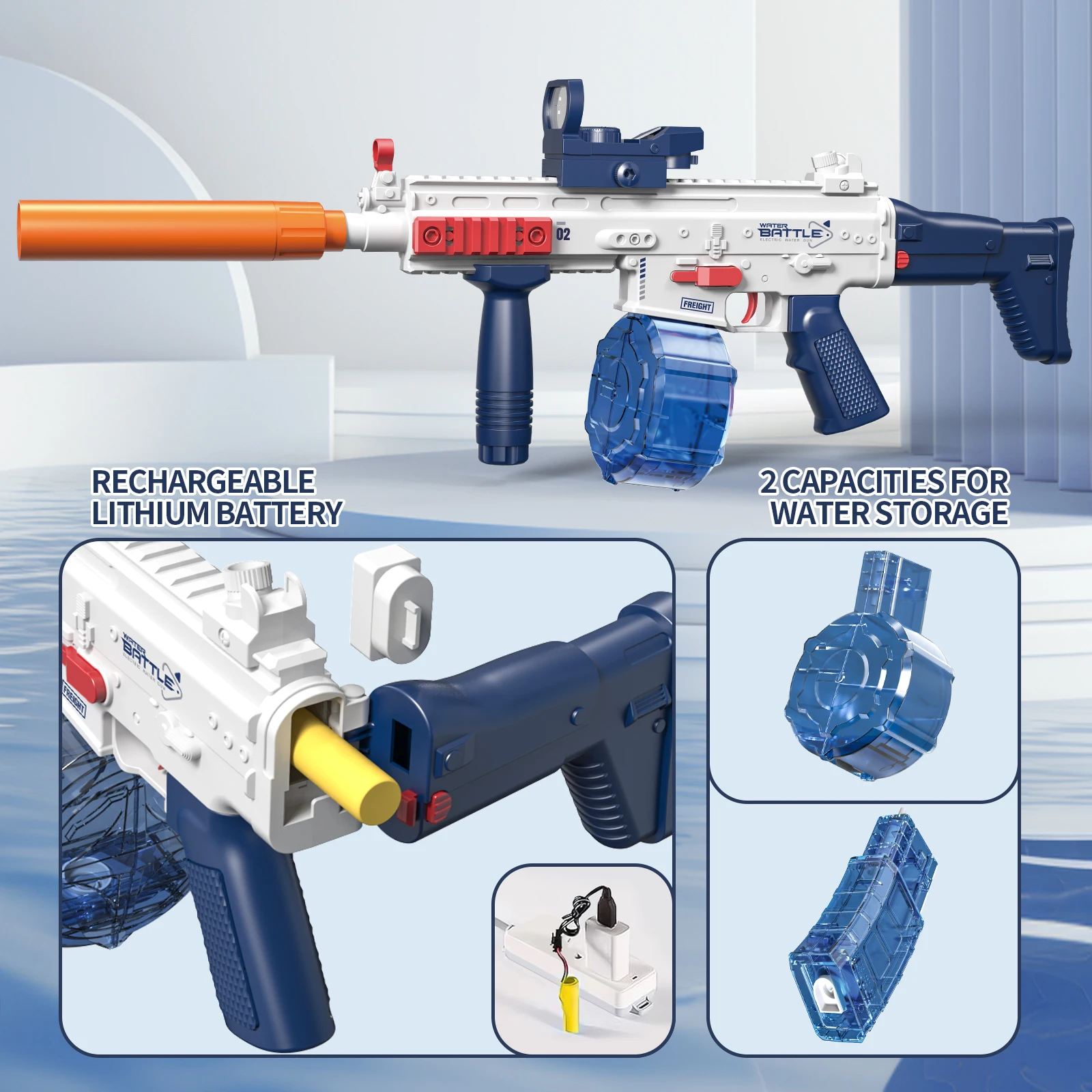 Plastic Portable Powerful Outdoor Shooting Electric Gun Kids Waterproof Automatic Absorption SCAR Water Pellet Gun For Children