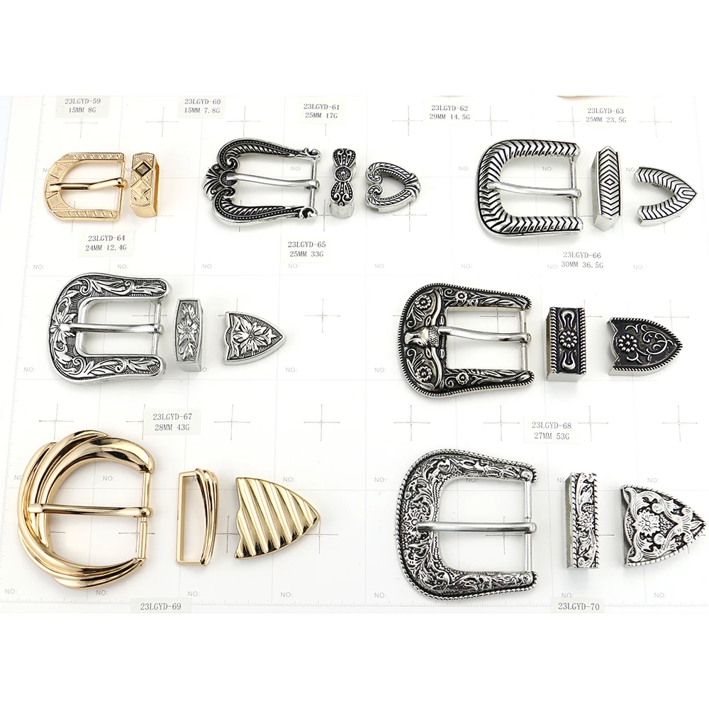 Factory Wholesale Antique Western 3 Piece Belt Buckle Set