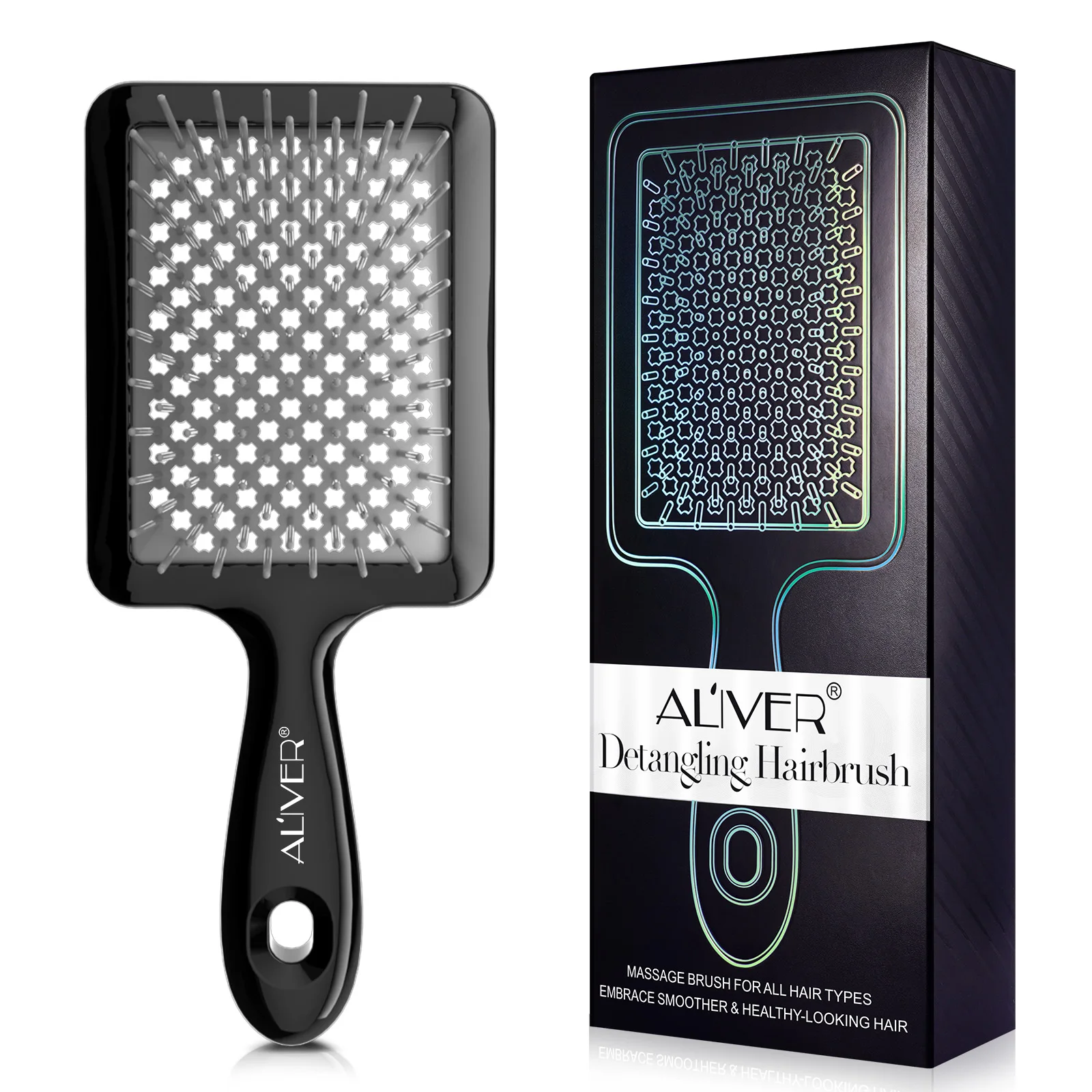 ALIVER Soft Flex Bristles Wet Dry Hair Brush Custom Logo Vented Cushion Detangling Hair Brush For Curly Wet Thick Hair