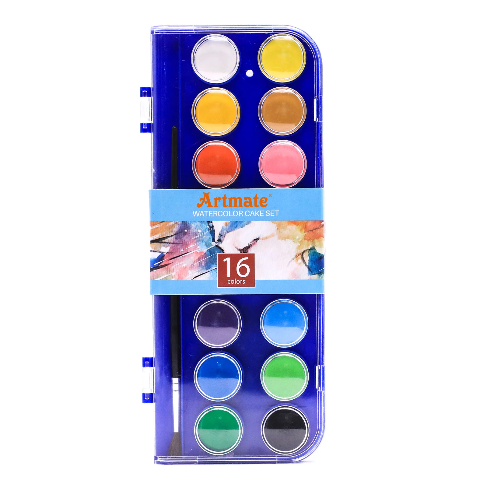 Artmate Watercolor Cake Set 16 Colors with Paint Brush,Watercolor Paintings,Watercolor Paint Set for Students and Artists