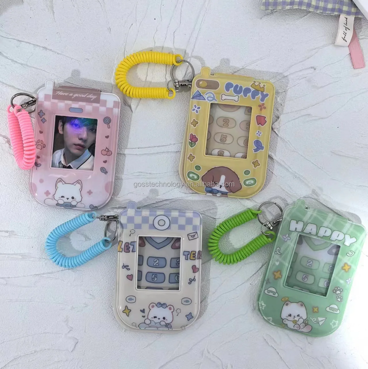 Kawaii Mobile Phone Shape 3 inch PVC Photocard holder Card Photo Holder Bag Pendant for Korean Kpop idol LOMO card holder