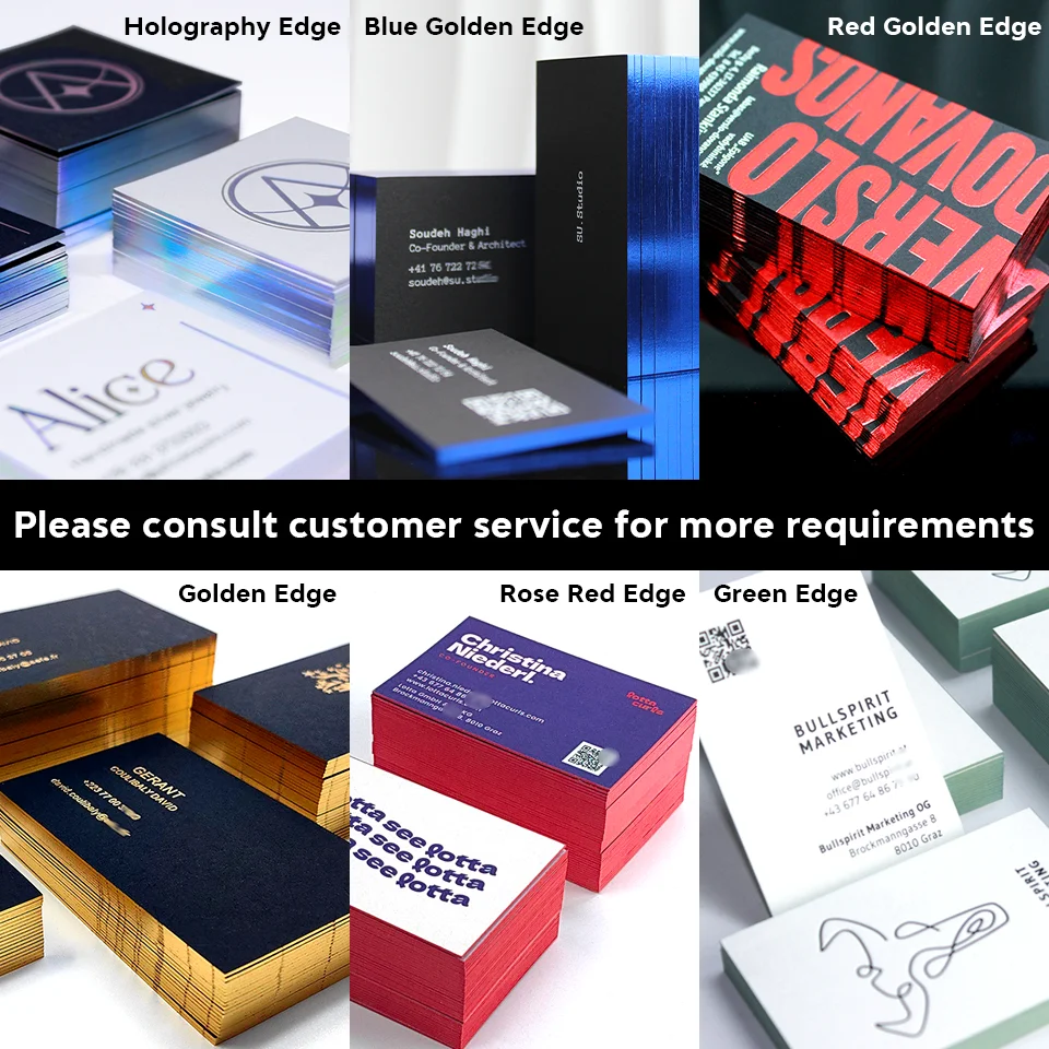 Luxury Custom LOGO Printing Business Cards With Black Gold Foiled Edge Die Cut Paper Thank You Card for Small Business
