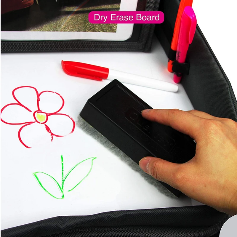 Kids Travel Tray with Dry Erase Board Kids Travel Tray for Car Seat Kids Car Food Tray