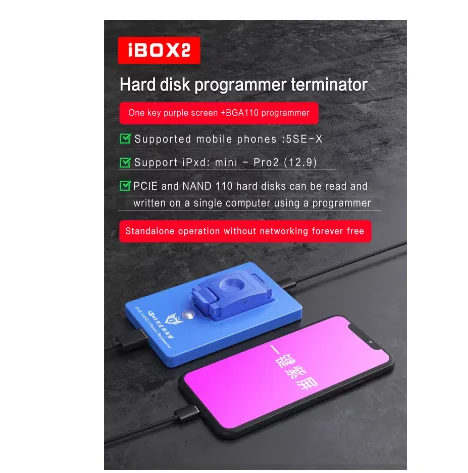 IBOX2 BGA110 Programmer iBox  for iPhone 6 to 11 Pro Max for ipad NAND Data Modification Write One Key Purple Screen WiFi reset