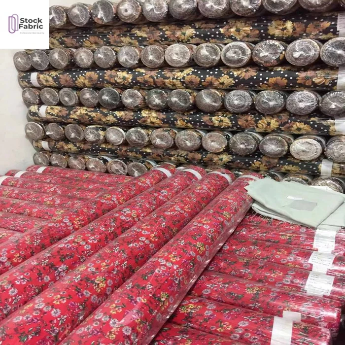 Hot selling 100% rayon batch print with new designs stock fabric in China