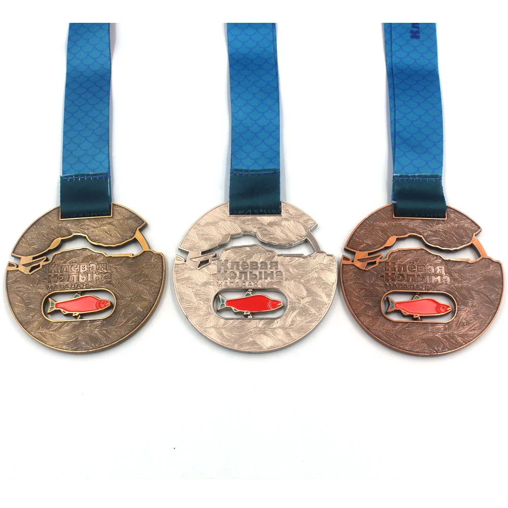 Free Artwork Custom Gold Silver Bronze Rotatable Enamel Marathon Challenge Finisher Medal