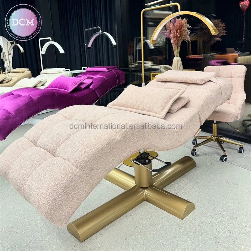 beauty nail salon furniture set custom curved topper lash extension bed for facial spa massage table