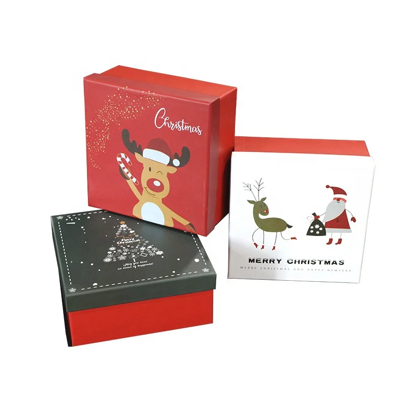 Оптовая продажа Рождественская красная маленькая подарочная картонная коробка с логотипом на заказ роскошные упаковочные коробки