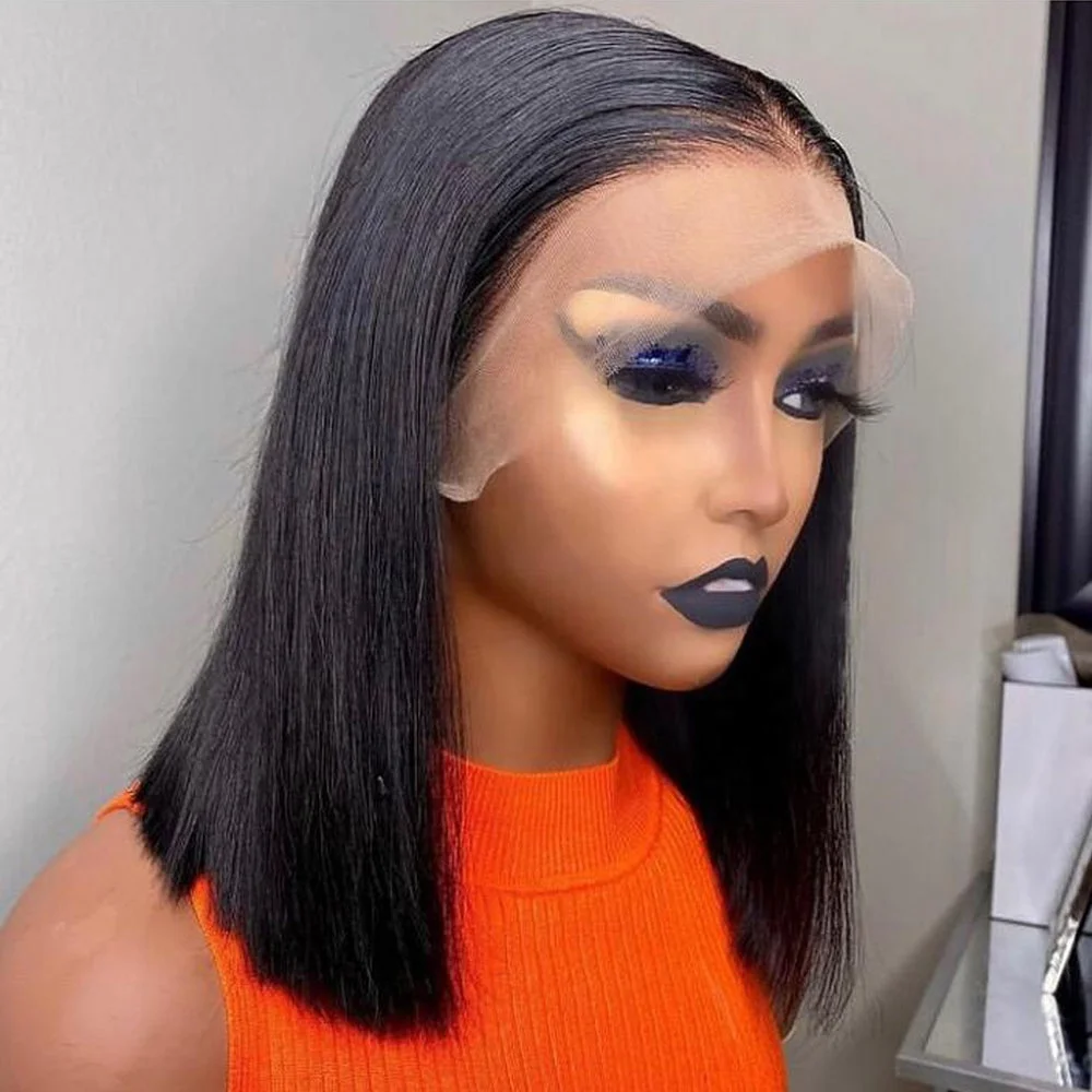 12A Cheap Raw Brazilian Virgin 100% Human Hair Short Bob Frontal Wigs HD Lace Front Wig Transparent for Black Women
