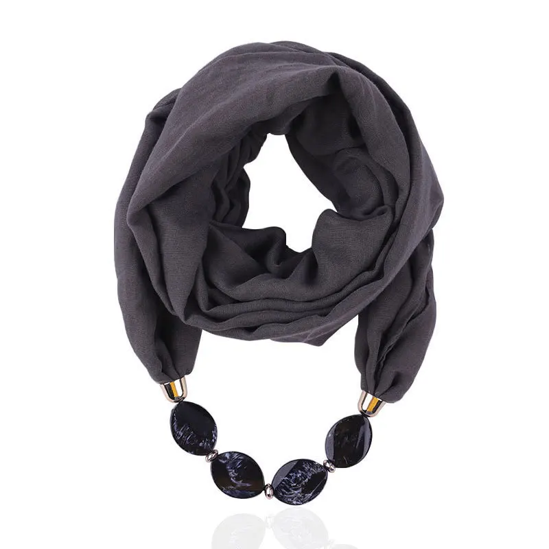 Wholesale New Cotton Voile Scarf Jewelry Accessories Small Neck Scarf Women Solid Color Necklace Pendant Shawls Round Scarves