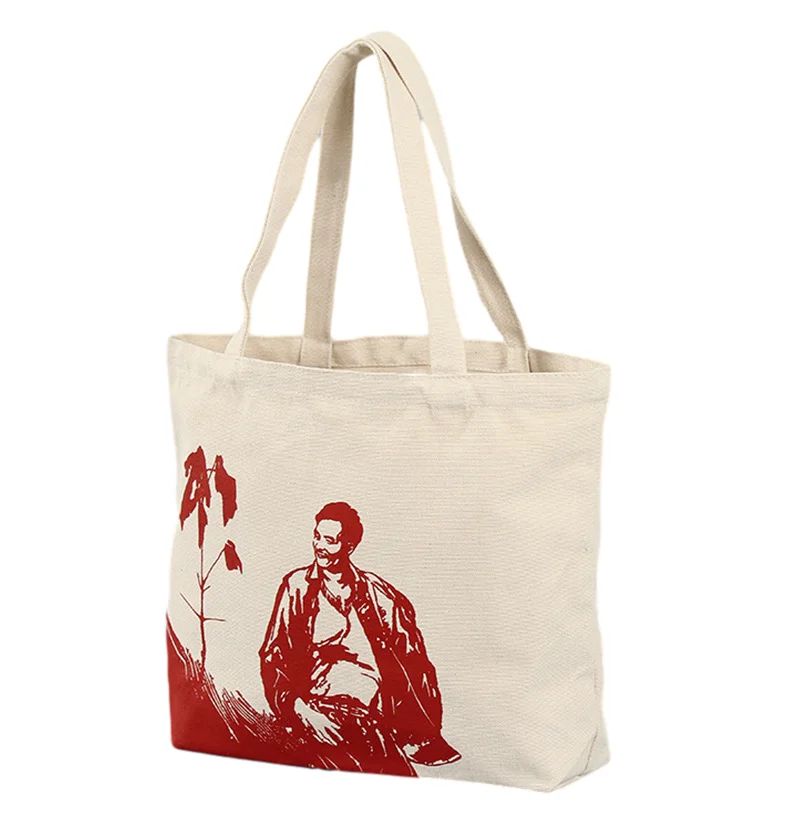 
Heavy duty large size black color durable cotton shopping bag with pocket 