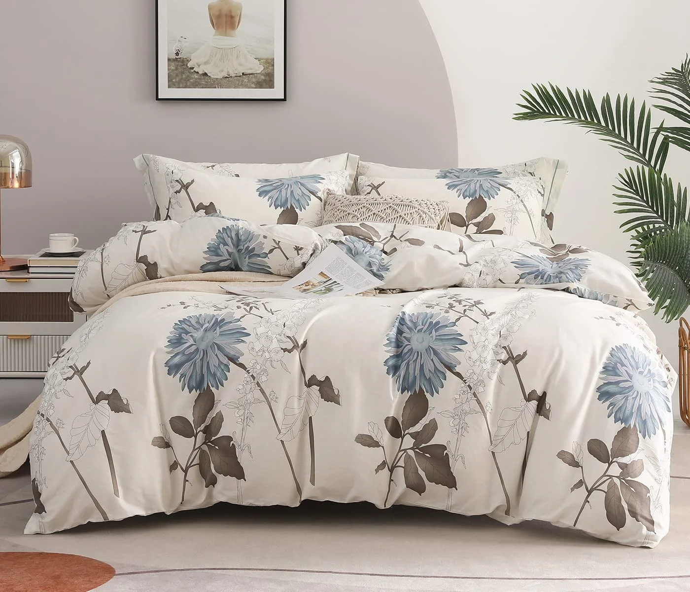 Floral Printed Custom Size 100% Lyocell 300 Thread Count Comforter Cover Set Bamboo Bed Cover Bedding Set