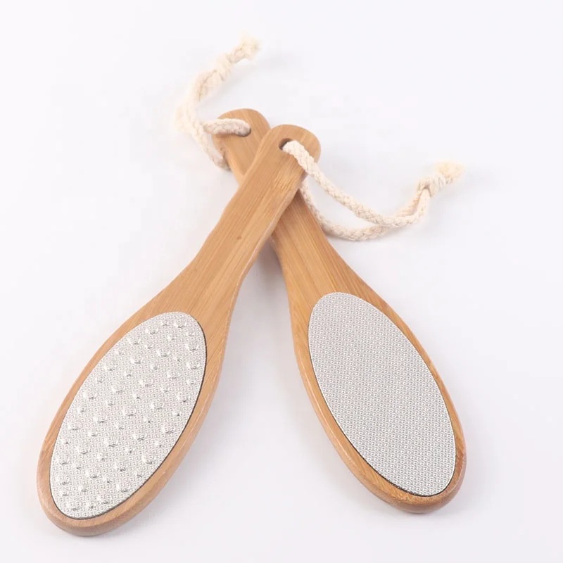 Professional wholesale bamboo handle double sides stainless steel foot file