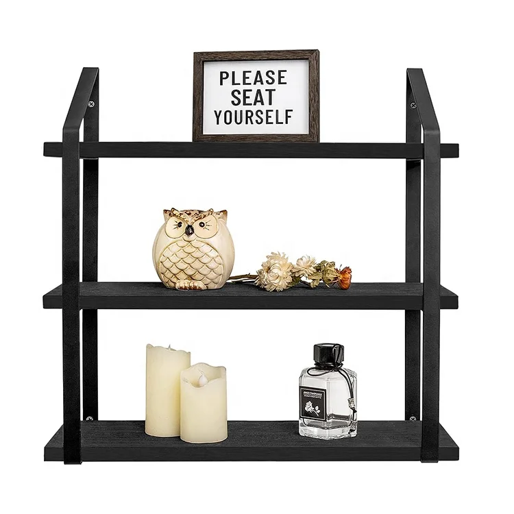 Modern Rustic Rectangular Iron Wall Shelves Home Book and Magazine Rack for Dining Bathroom and Office Furniture-for Malls