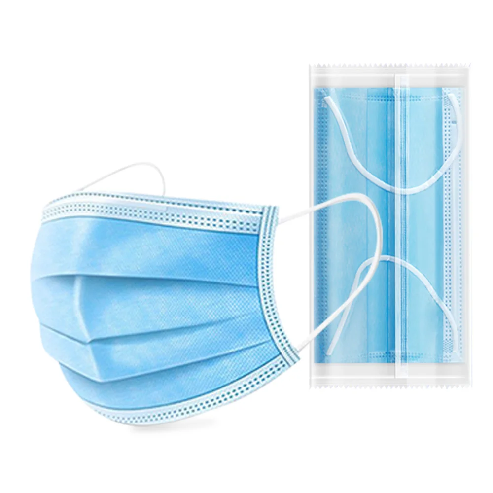 3 ply Mouth Cover for Adult breathable Ear Loop Fold Flat Facemask 17.5*9.5cm protective Disposable Medical Face Mask