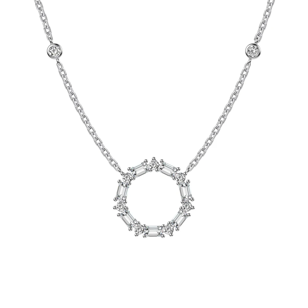 Dylam Jewelry Manufacturer Wholesale 925 Sterling Silver Rhodium Gold Plated Link Chain 5A Zirconia Hexagon Pendant Necklaces