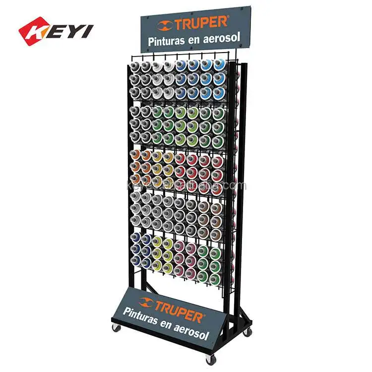 Customized Mobile Car Retail Store Spray Paint Display Stand Freestanding  Metal Wire Paint Bottle Rack Spray Paint Display Rack