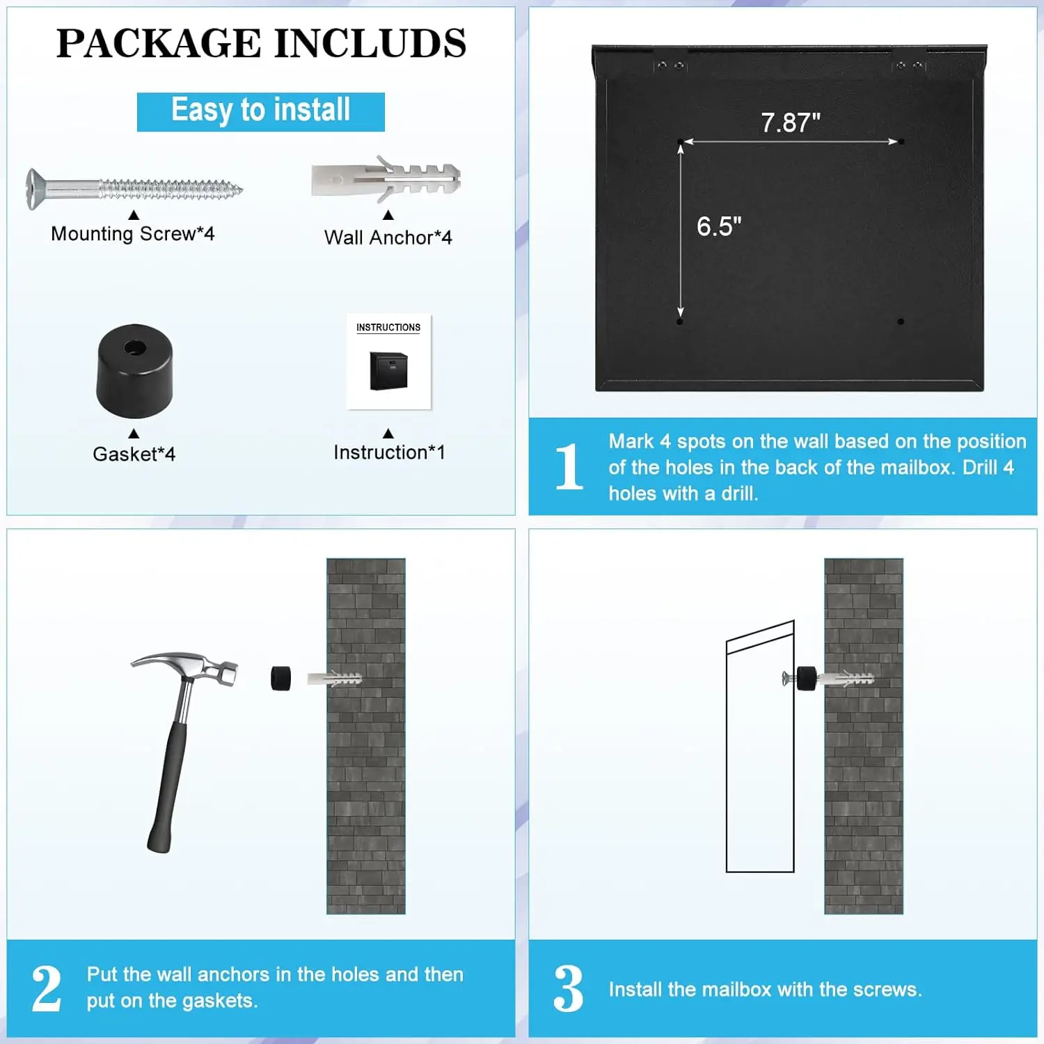 Wall Mounted Combination Lock Mail Boxes Locking Security Metal Drop Box Modern Large Capacity Steel Cover Metal Postbox