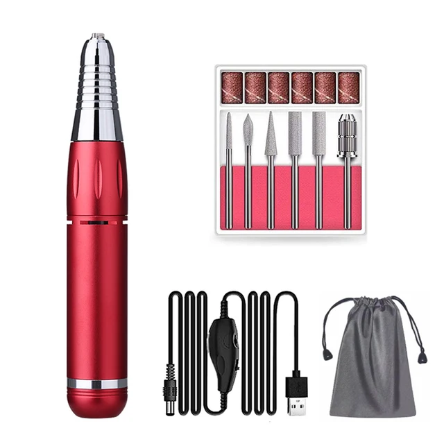 Yimart Electric Nail Drill Kit Nail File Machine For Acrylics Gel Nails Manicures Sanding And Polishing Tool With 6 Drill Bits