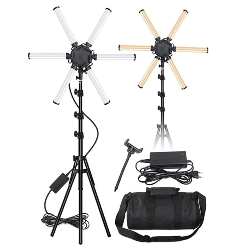 Светодиодная кольцевая лампа для селфи осветительный прибор с регулируемой яркостью подставкой и штативом 6 лампочек Youtube подходит нанесения