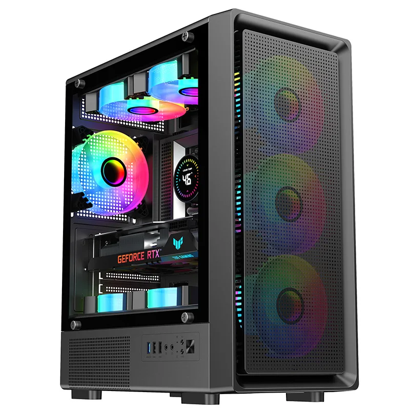 Gaming PC Case Mid Tower Mini ITX Tempered Glass Gaming Computer Case  Factory Price M-ATX PC Case Gamer
