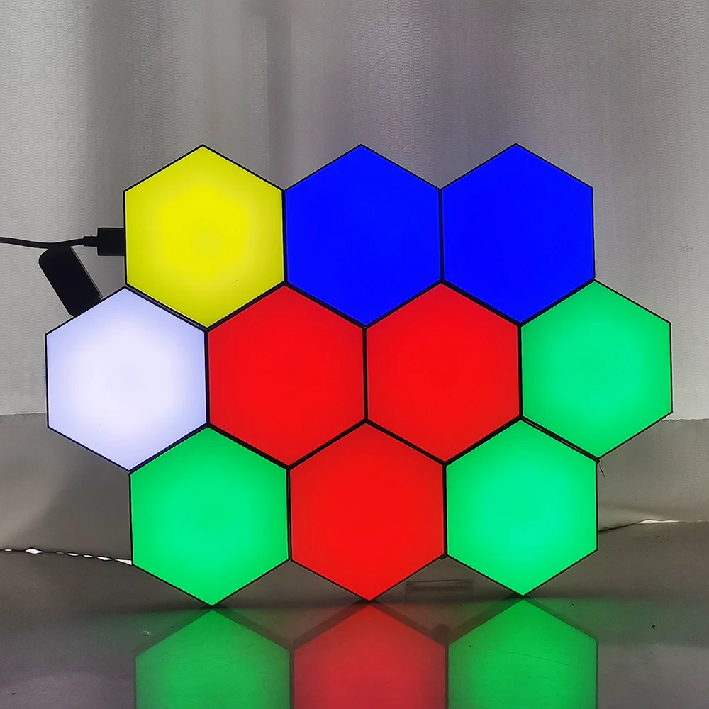 High Quality Hexagonal Led Wall Lights RGB Color Changing Interactive Lighting DIY Touch Sensor Lights Panels for Kids Gift