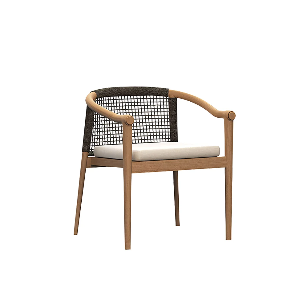 Luxury Outdoor Teak Table and Chair Set Modern 8-Piece Dining for Hotels Elegant Wooden Furniture