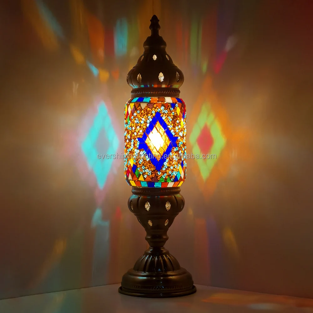Marrakech Handmade Cylinder Turkish Mosaic Table Lamp