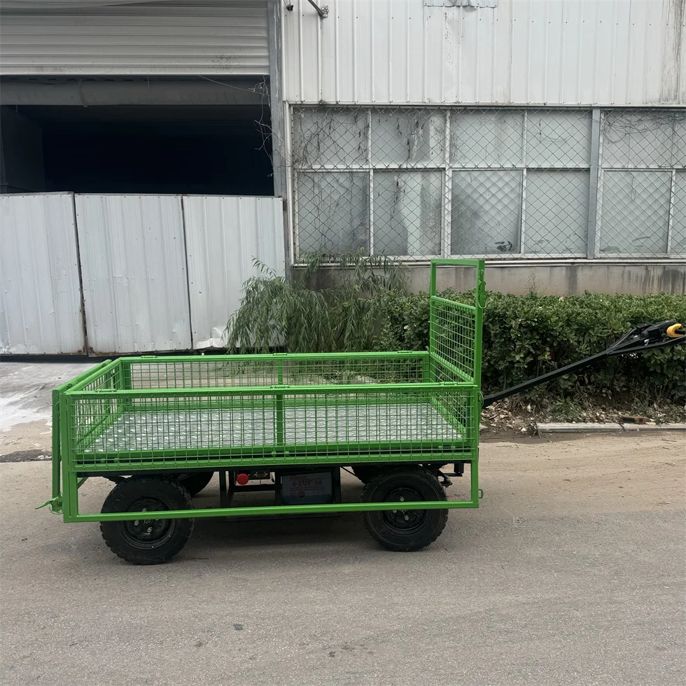 Electric Four-Wheel Multi-Functional Trolley Cart With Double Disc Brake System For Cargo Handling Or Transportation