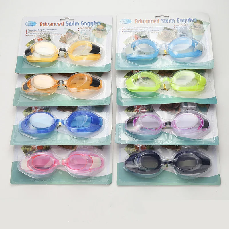 Cheap Swimming Goggles with Nose Clip Ear Plugs Adult Children Paper Card Packaging HD Swimming Goggles Wholesale