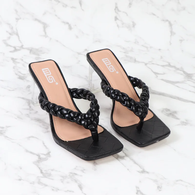 
2021SS Women Lady Female Casual Sandals Open-Toed Clear Chunky High Heel Sandals Flip Flops Heels 