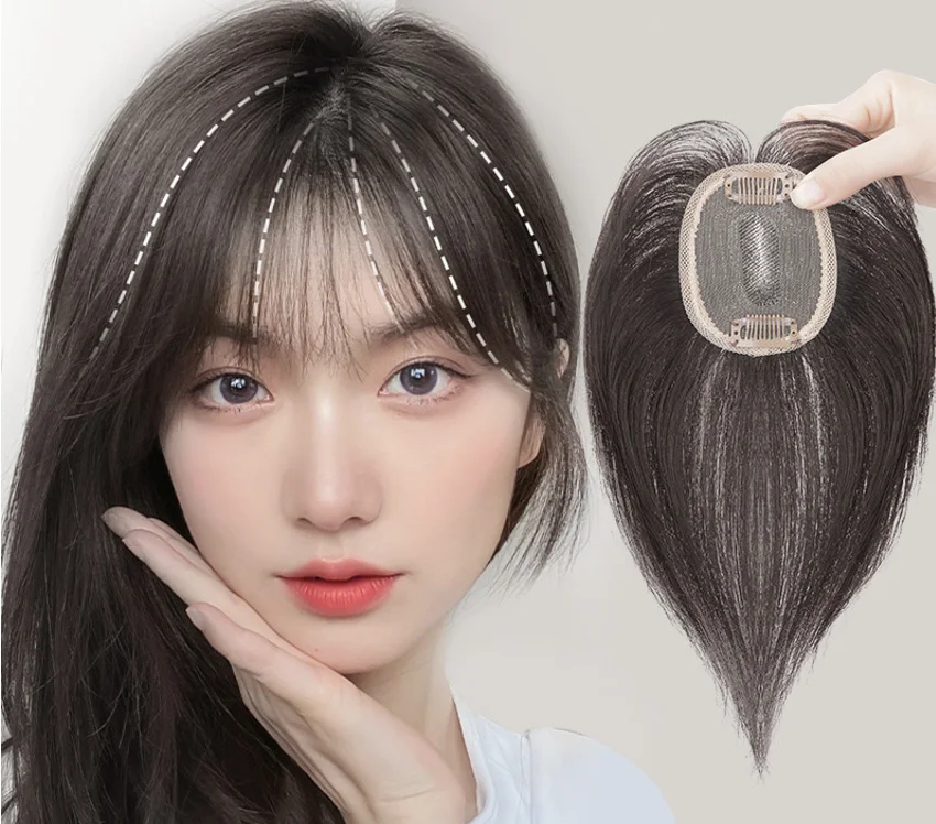 Wig female replacement block hand needle 100% human hair wigs cover white hair