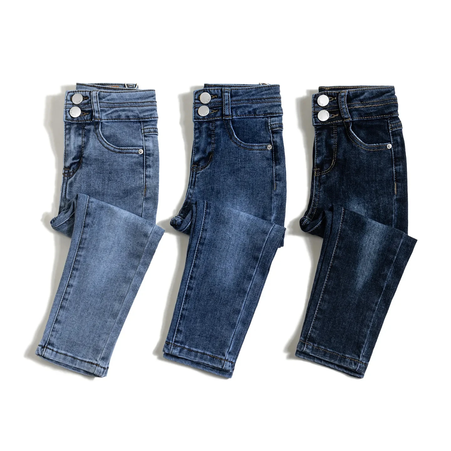 Джинсы для девочек демисезонные детские облегающие джинсы маленьких ног джинсовые брюки с высокой талией