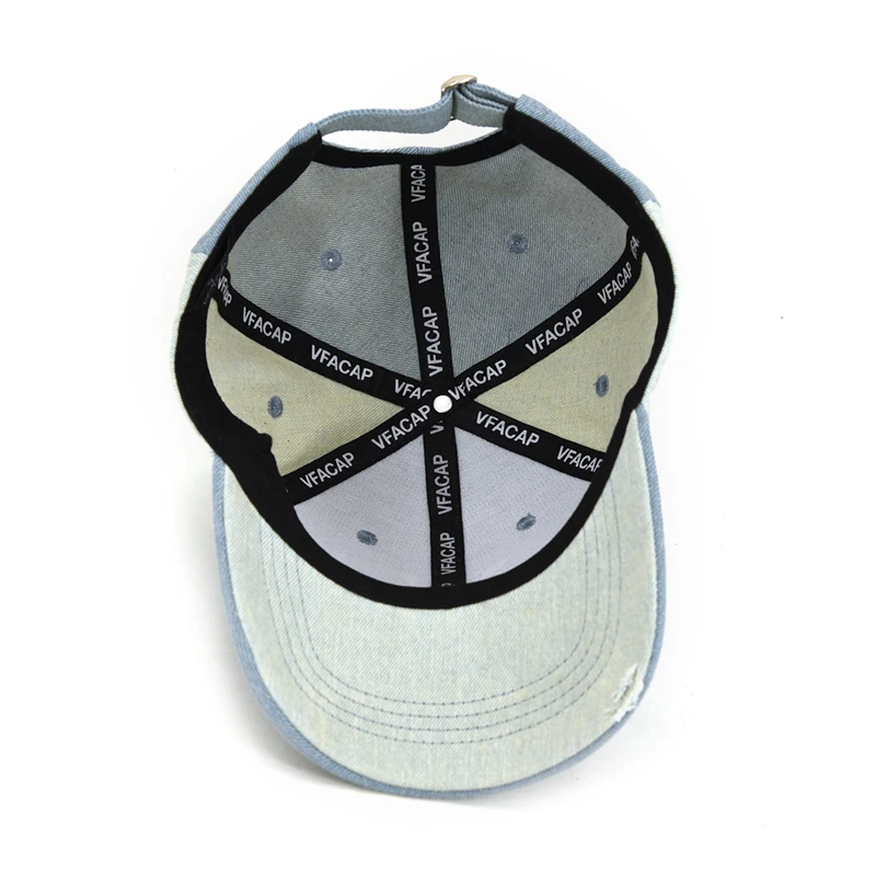 New arrival color block structured letter graphic blue jean cowboy baseball cap hat