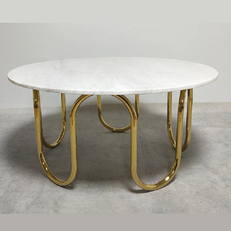 Jonathan adler современный круглый мраморный обеденный Золотой роскошный журнальный столик диван боковой стол из нержавеющей стали